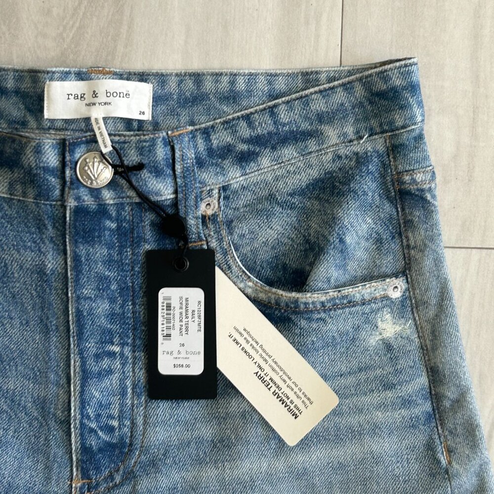 rag & bone Miramar Terry Sofie High Rise Wide Leg Sweatpant Jeans Raily NWT - Picture 8 of 9